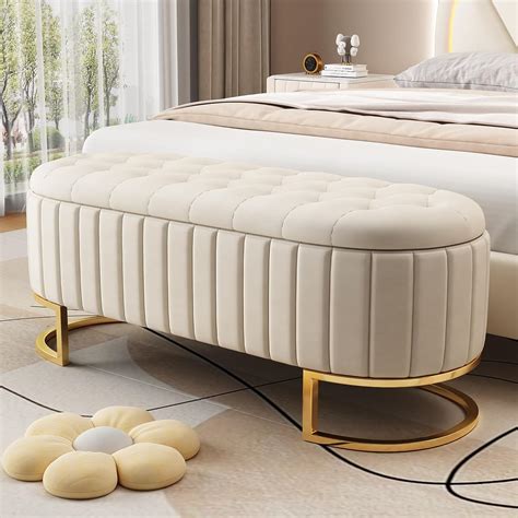 upholstered ottoman with metal legs